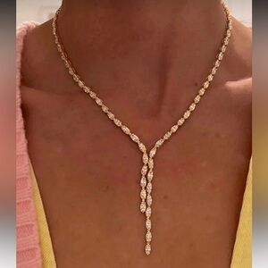 Anthropologie Gold Crystal Y-Drop Necklace